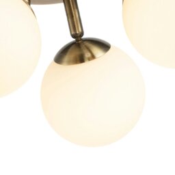 Rackhams Modern Triple Opal Glass Globe IP44 Rated Bathroom Antique Brass Ceiling Light - thumbnail 4