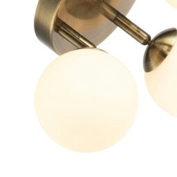 Rackhams Modern Triple Opal Glass Globe IP44 Rated Bathroom Antique Brass Ceiling Light - thumbnail 5
