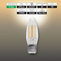 Rackhams E27 LED Filament Candle 4.5W Energy Saving Light Bulbs - Pack of 6 - thumbnail 3