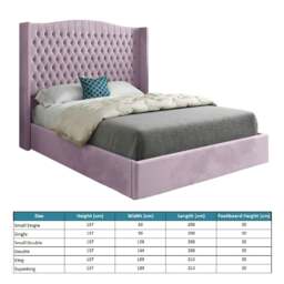 Rackhams Rana Curved Top Winged Upholstered Soft Velvet Bed Frame - Pink - Silver - Small double - thumbnail 5