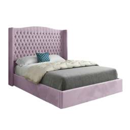 Rackhams Rana Curved Top Winged Upholstered Soft Velvet Bed Frame - Pink - Silver - Small double - thumbnail 6