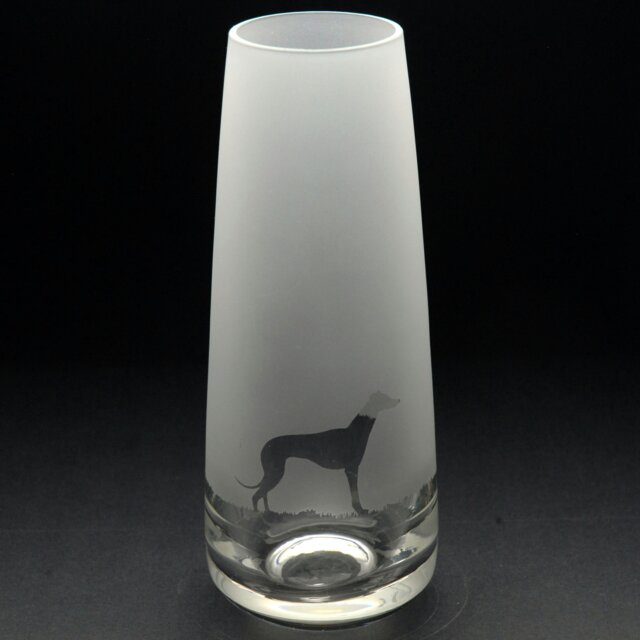Rackhams Greyhound Dog Glass Bud Vase - Hand Etched/Engraved Gift - image 1