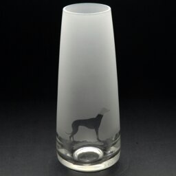 Rackhams Greyhound Dog Glass Bud Vase - Hand Etched/Engraved Gift