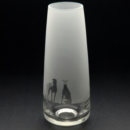 Rackhams Greyhound Dog Glass Bud Vase - Hand Etched/Engraved Gift - thumbnail 4