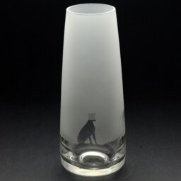 Rackhams Greyhound Dog Glass Bud Vase - Hand Etched/Engraved Gift - thumbnail 2