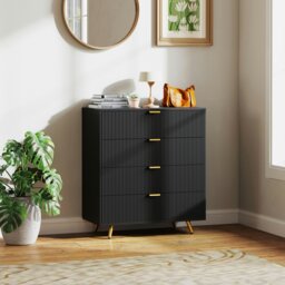 Rackhams Chest of Drawers with 4 Drawers for Bedroom, Living Room, Black - Black - 4