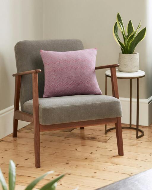 Rackhams ZigZag Candy Pink and Pearl Grey Cushion - image 1