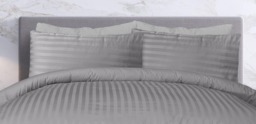 Rackhams Luxury Satin Stripe Reversible Duvet Cover Quilt Bedding Set with Pillowcase - Grey - Double (200cm x 200cm) - thumbnail 2