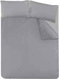 Rackhams Luxury Satin Stripe Reversible Duvet Cover Quilt Bedding Set with Pillowcase - Grey - Double (200cm x 200cm) - thumbnail 4