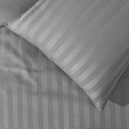 Rackhams Luxury Satin Stripe Reversible Duvet Cover Quilt Bedding Set with Pillowcase - Grey - Double (200cm x 200cm) - thumbnail 3