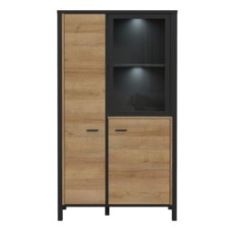 Rackhams High Rock Small Display Cabinet in Matt Black/Riviera Oak - Full Assembly Required - Black & Riviera Oak - Matt - thumbnail 6