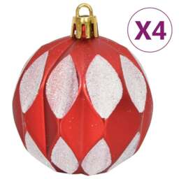 Rackhams 64 Piece Christmas Bauble Set Red and White - thumbnail 5