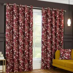 "Rackhams Madrid Wine Eyelet Curtains - 90"" x 72"""