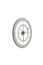 Rackhams 80cm Dia Black Frame Gold Roman Numeral Hollow 60 Scale Wall Clock - Black - thumbnail 3