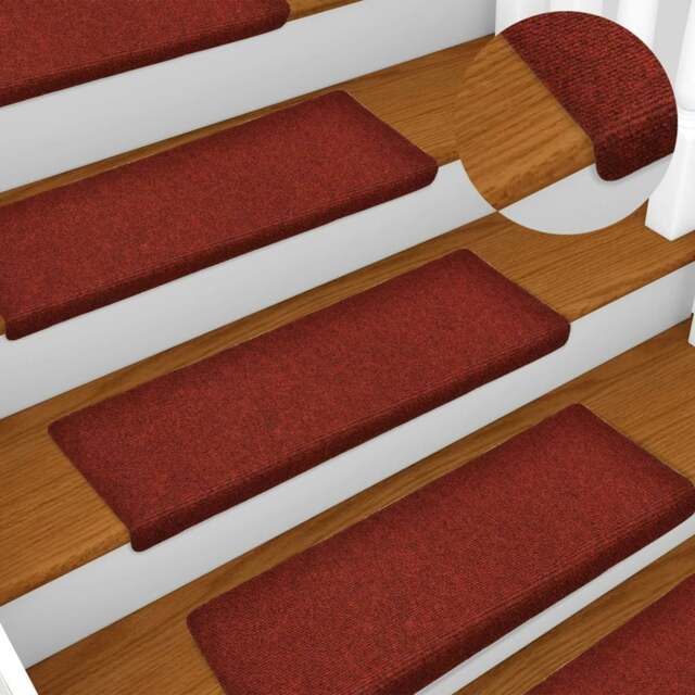 Rackhams Stair Mats 5 pcs Bordeaux Red 65x21x4 cm Needle Punch