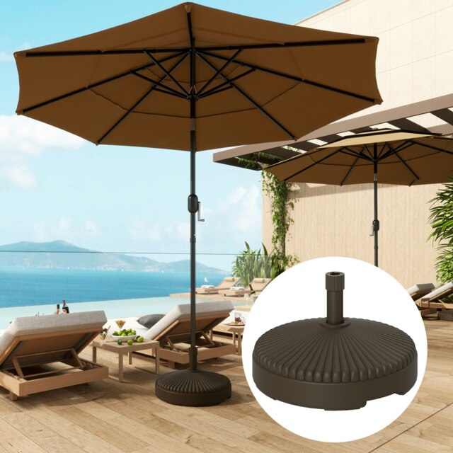 Rackhams Garden Parasol Base Holder, 28kg Sand Filled, 23kg Water Filled, Sun Umbrella Base Outdoor Umbrella Stand Weight, Brown - image 1
