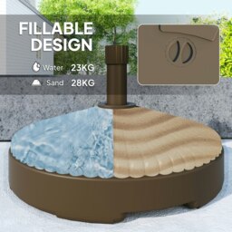 Rackhams Garden Parasol Base Holder, 28kg Sand Filled, 23kg Water Filled, Sun Umbrella Base Outdoor Umbrella Stand Weight, Brown - thumbnail 3