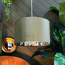 "Rackhams Forest Walled Garden Silhouette Lampshade in Olive Velvet - Table / Floor Lamp - 40cm diameter x 25cm Height (16"" x 10"")" - thumbnail 3