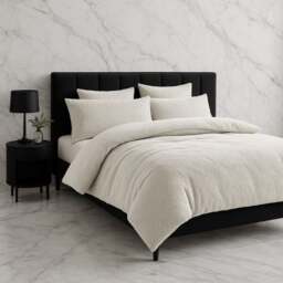 Rackhams Teddy Bear Fleece Duvet Cover & Pillow Case Set - Double - Silver - thumbnail 5