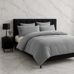 Rackhams Teddy Bear Fleece Duvet Cover & Pillow Case Set - Double - Silver