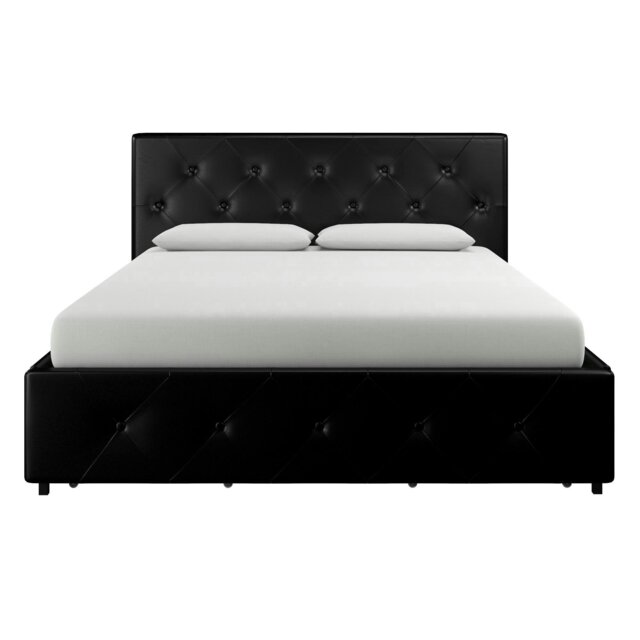 Rackhams Dakota Bed with Storage PU Black - Double - image 1