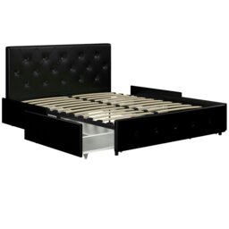 Rackhams Dakota Bed with Storage PU Black - Double - thumbnail 2