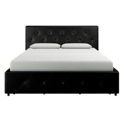 Rackhams Dakota Bed with Storage PU Black - Double - thumbnail 1