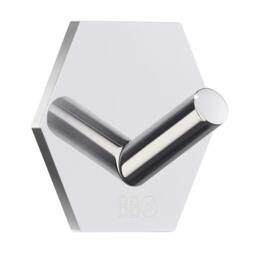 Rackhams Chrome Stainless Steel Single Towel Hook (45 x 52mm) Self Adhesive Bathroom Wall Mounted