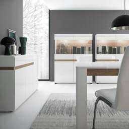 Rackhams Chelsea 2 Drawer 3 door sideboard in White with Oak Trim - White & Oak - 164 - 1 - thumbnail 3