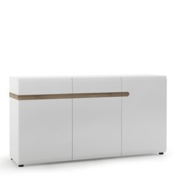Rackhams Chelsea 2 Drawer 3 door sideboard in White with Oak Trim - White & Oak - 164 - 1 - thumbnail 1