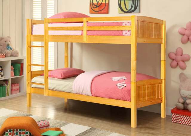 Rackhams Christopher Wooden Bunk Bed - Space-Saving Comfort for Kids’ Rooms - Caramel - Single - image 1
