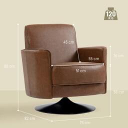 Rackhams Upholstered PU Leather Armchair for Living Room - Grey - 75W x 82D x 85H cm - thumbnail 4
