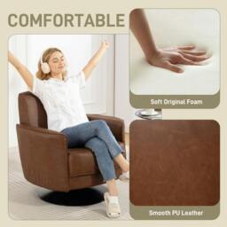 Rackhams Upholstered PU Leather Armchair for Living Room - Grey - 75W x 82D x 85H cm - thumbnail 6