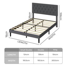 Rackhams Upholstered Bed Frame Wood Small Double Linen Fabric Soft Foam Headboard - King - thumbnail 5