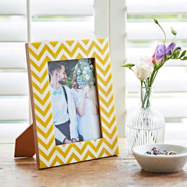 "Rackhams Asin Yellow Chevron Patterned Photo Frame - 7"" x 5""" - image 1
