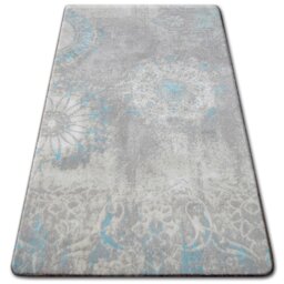 Rackhams Andere Rectangular Rug - Light Blue Distressed Geometric Floral - 240cm x 350cm