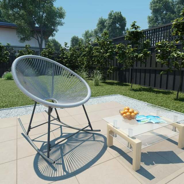 Rackhams Outdoor Rocking Moon Chair Grey Poly Rattan