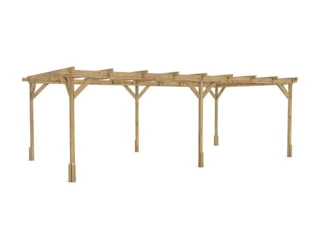 "Rackhams Wooden Pergola Kit 6m x 3m DIY Plants Frame Garden Structure Utopia (19' 6"" x 10') - 6.38 x 3.39 x 2.10m - Brown - Wood" - image 1