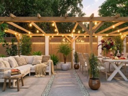 "Rackhams Wooden Pergola Kit 6m x 3m DIY Plants Frame Garden Structure Utopia (19' 6"" x 10') - 6.38 x 3.39 x 2.10m - Brown - Wood" - thumbnail 4