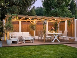 "Rackhams Wooden Pergola Kit 6m x 3m DIY Plants Frame Garden Structure Utopia (19' 6"" x 10') - 6.38 x 3.39 x 2.10m - Brown - Wood" - thumbnail 3