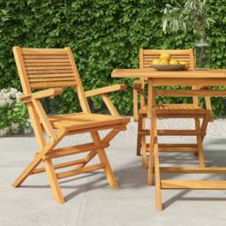 Rackhams Folding Garden Chairs 2 pcs 55x62x90 cm Solid Wood Teak - Brown - Solid teak wood with waterbase finish