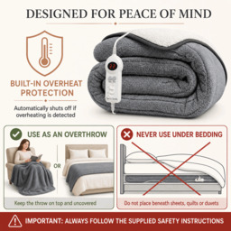 Rackhams Heated Throw Electric Fleece, 9 Heat and 9 Timer Auto Shut Off - Digital Control - Machine Washable - thumbnail 6