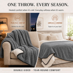 Rackhams Heated Throw Electric Fleece, 9 Heat and 9 Timer Auto Shut Off - Digital Control - Machine Washable - thumbnail 3