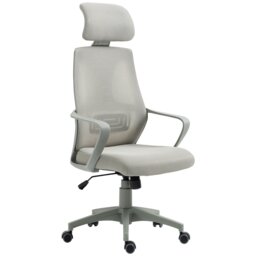 Rackhams Mesh Back Office Chair w/ Adjustable Height Padded Headrest Grey - thumbnail 2