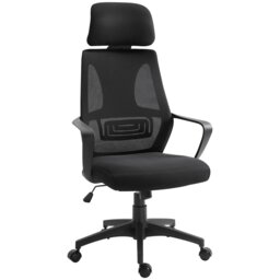 Rackhams Mesh Back Office Chair w/ Adjustable Height Padded Headrest Grey - thumbnail 6