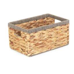 Rackhams Water Hyacinth With Grey Rope Border Rectangular Storage Basket - Medium - thumbnail 5