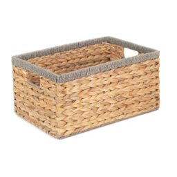 Rackhams Water Hyacinth With Grey Rope Border Rectangular Storage Basket - Medium