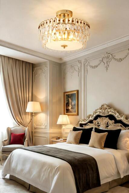 Rackhams Semi Flush Mount Crystal Ceiling Light - Gold - One Size - image 1