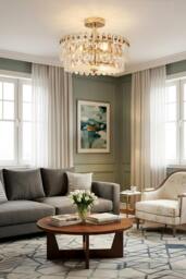 Rackhams Semi Flush Mount Crystal Ceiling Light - Gold - One Size - thumbnail 2