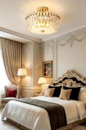 Rackhams Semi Flush Mount Crystal Ceiling Light - Gold - One Size - thumbnail 1